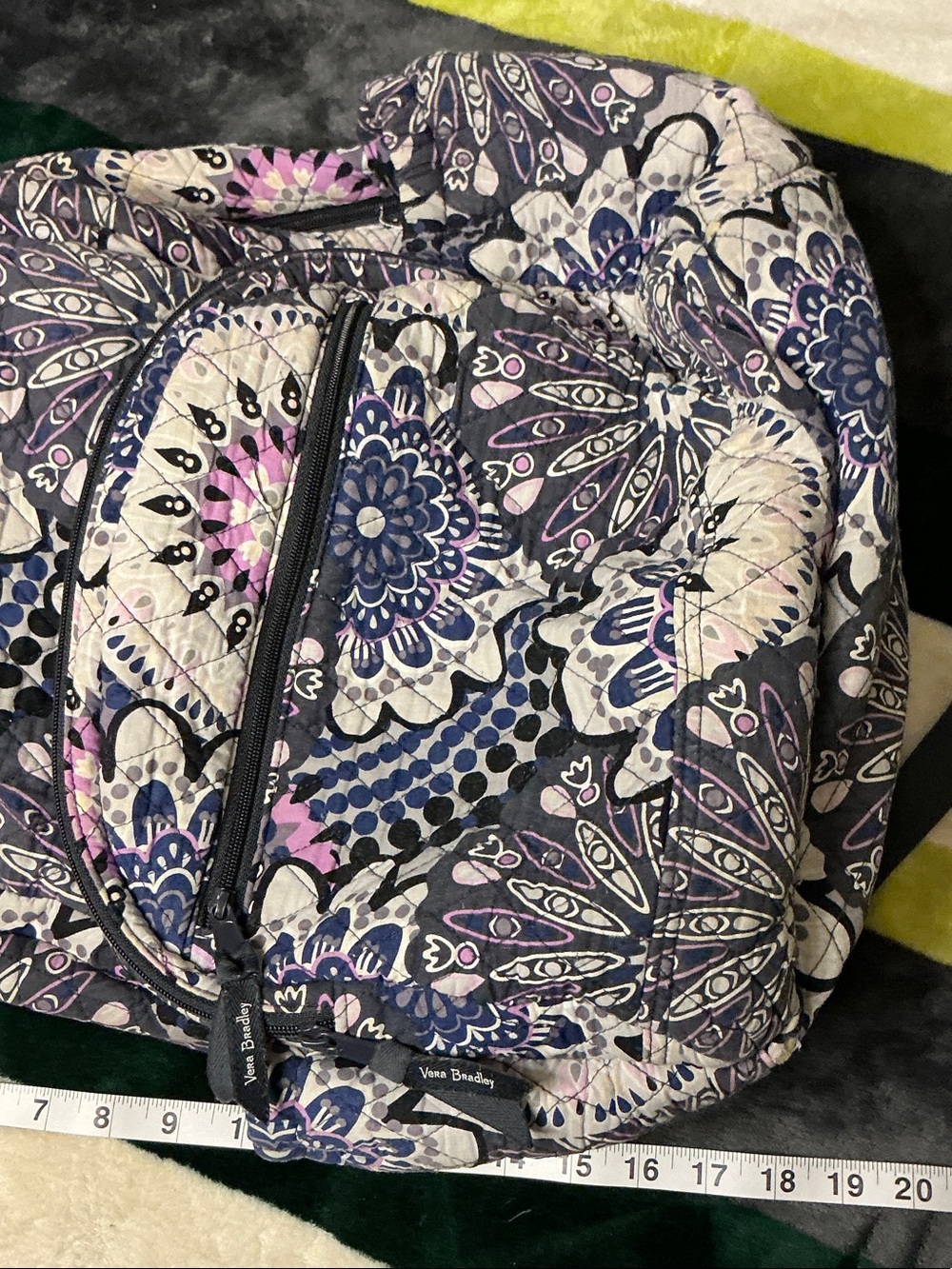 Vera Bradley Quilted Paisley Backpack and Cosmetic Case in Purple and Cream - Picture 6 of 16